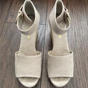Beige Suede Wedge Sandals